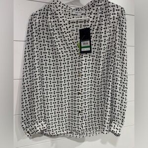 Nine West Geometric Black and White Blouse